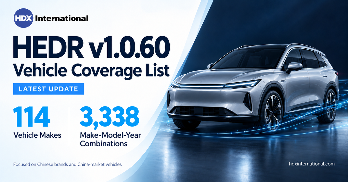 HEDR™ v1.0.60 Vehicle Coverage List Now Available