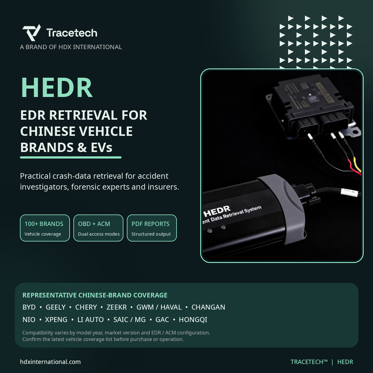 HEDR Expands EDR Data Retrieval Support for Chinese Vehicle Brands